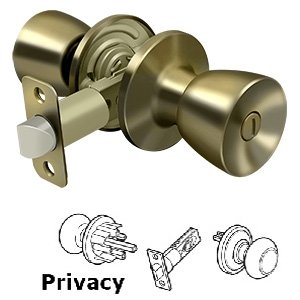 St. Thomas Privacy Door Knob in Antique Brass