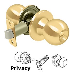 Round Privacy Door Knob in PVD Brass