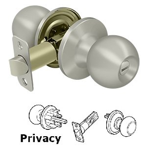 Round Privacy Door Knob in Brushed Nickel
