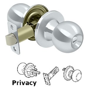 Round Privacy Door Knob in Polished Chrome