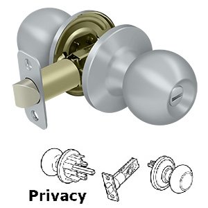 Round Privacy Door Knob in Brushed Chrome