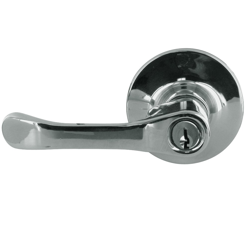 Keyed Entry Door Lever in Polished Chrome