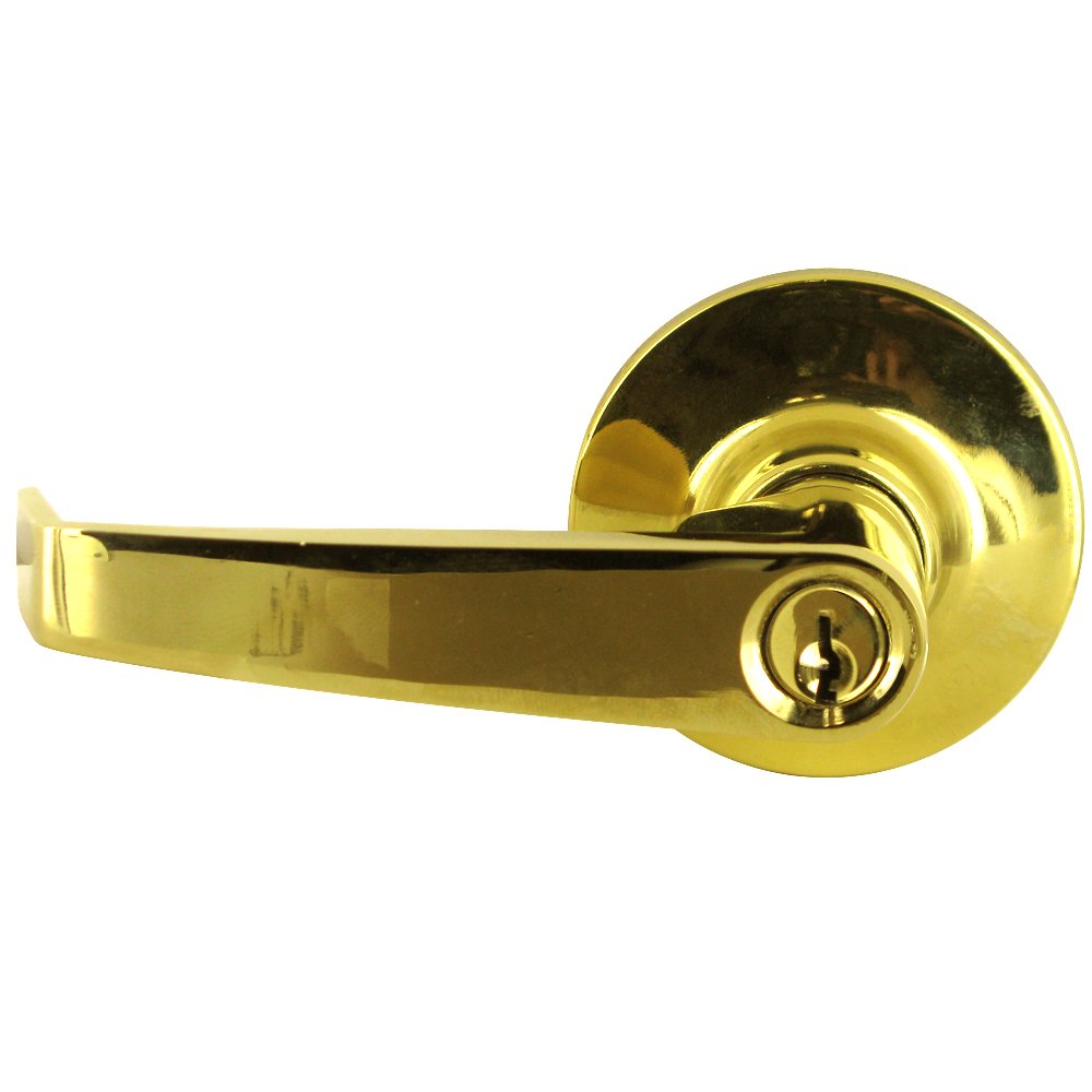 Keyed Entry Door Lever in PVD Brass