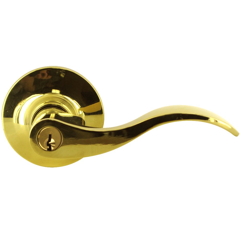 Keyed Right Handed Entry Door Lever in PVD Brass