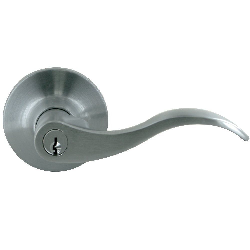 Keyed Right Handed Entry Door Lever in Brushed Chrome