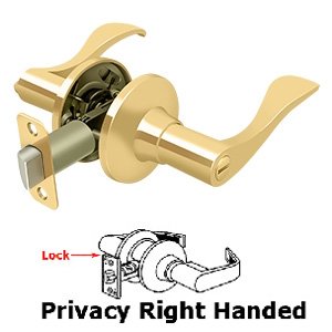 Savanna Right Handed Privacy Door Lever in PVD Brass