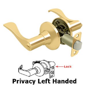 Savanna Left Handed Privacy Door Lever in PVD Brass