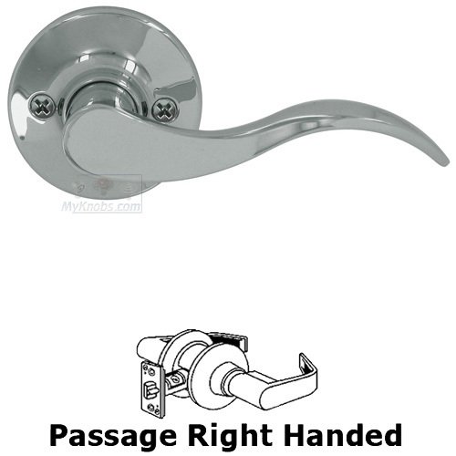 Right Handed Passage Door Lever in Polished Chrome