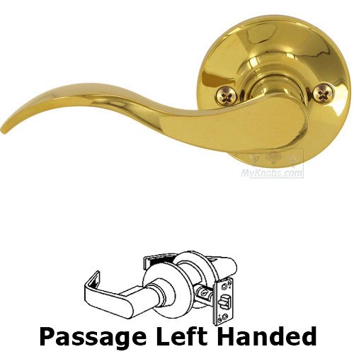 Left Handed Passage Door Lever in PVD Brass