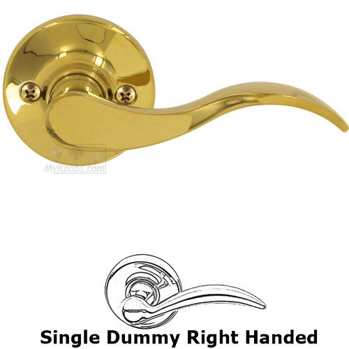 Right Handed Single Dummy Door Lever in PVD Brass