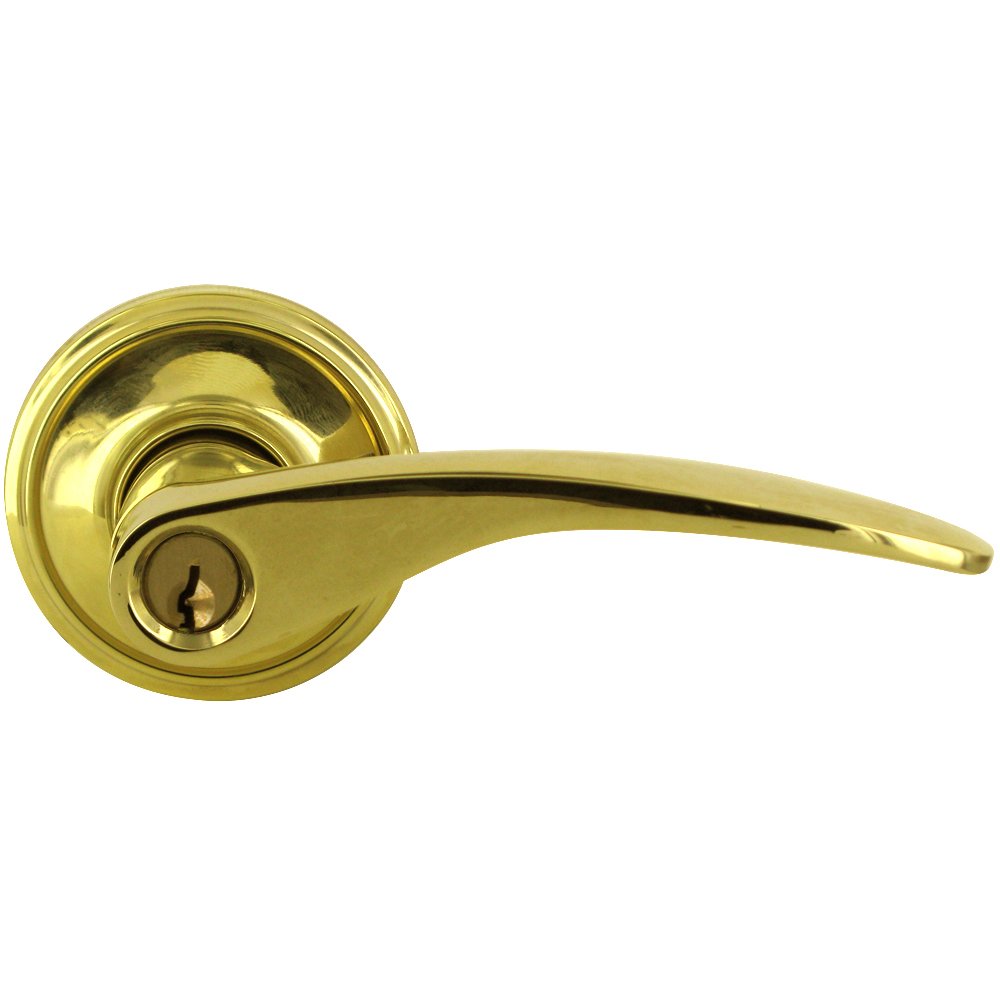 Keyed Right Handed Entry Door Lever in PVD Brass