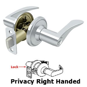 Trelawny Right Handed Privacy Door Lever in Polished Chrome