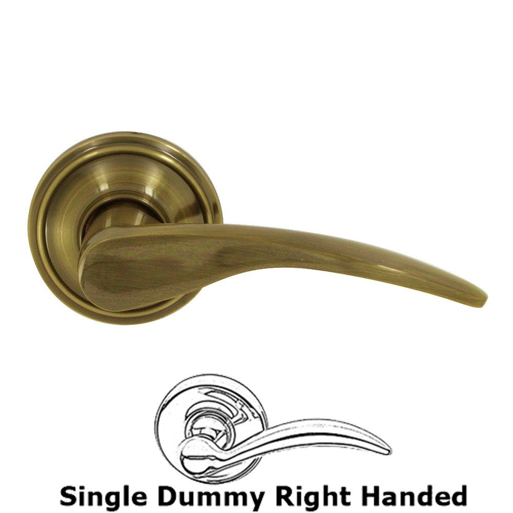 Right Handed Single Dummy Door Lever in Antique Brass