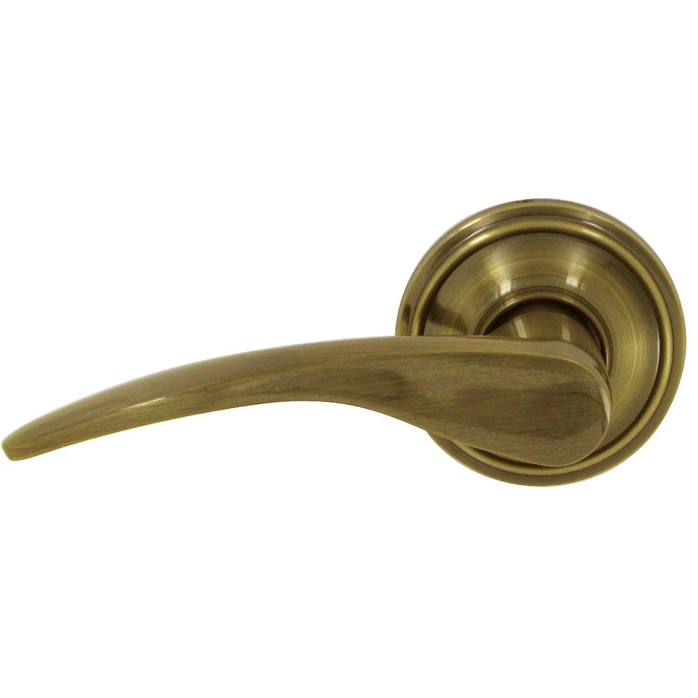 Left Handed Single Dummy Door Lever in Antique Brass