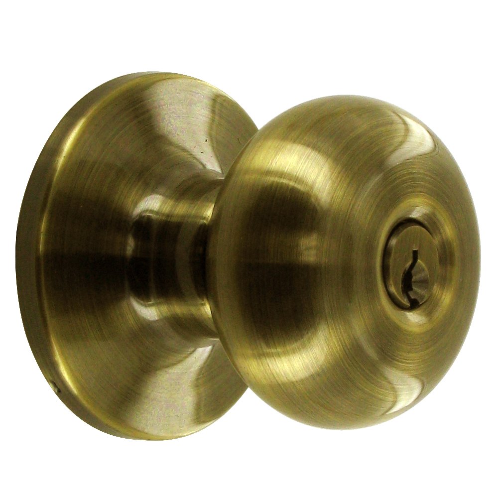 Keyed Entry Door Knob in Antique Brass
