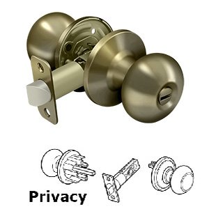 Portland Privacy Door Knob in Antique Brass