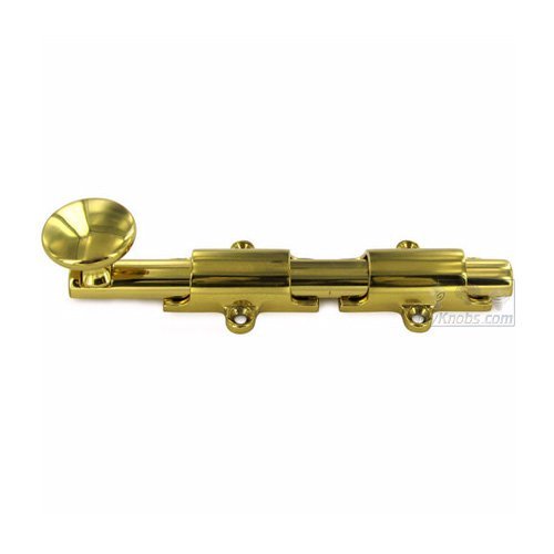 Solid Brass 6" Heavy Duty Surface Bolt in Polished Brass