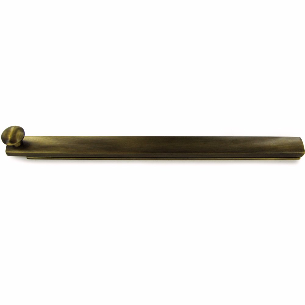 Solid Brass 8" Heavy Duty Surface Bolt with Concealed Screws in Antique Brass