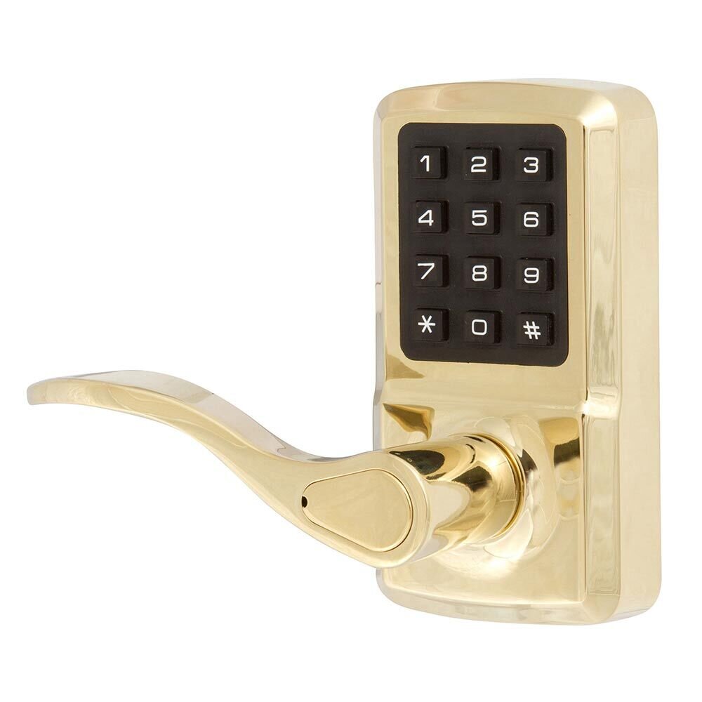 Entry SK500 Electronic Lock with Left Handed Logan Lever in Lifetime Brass