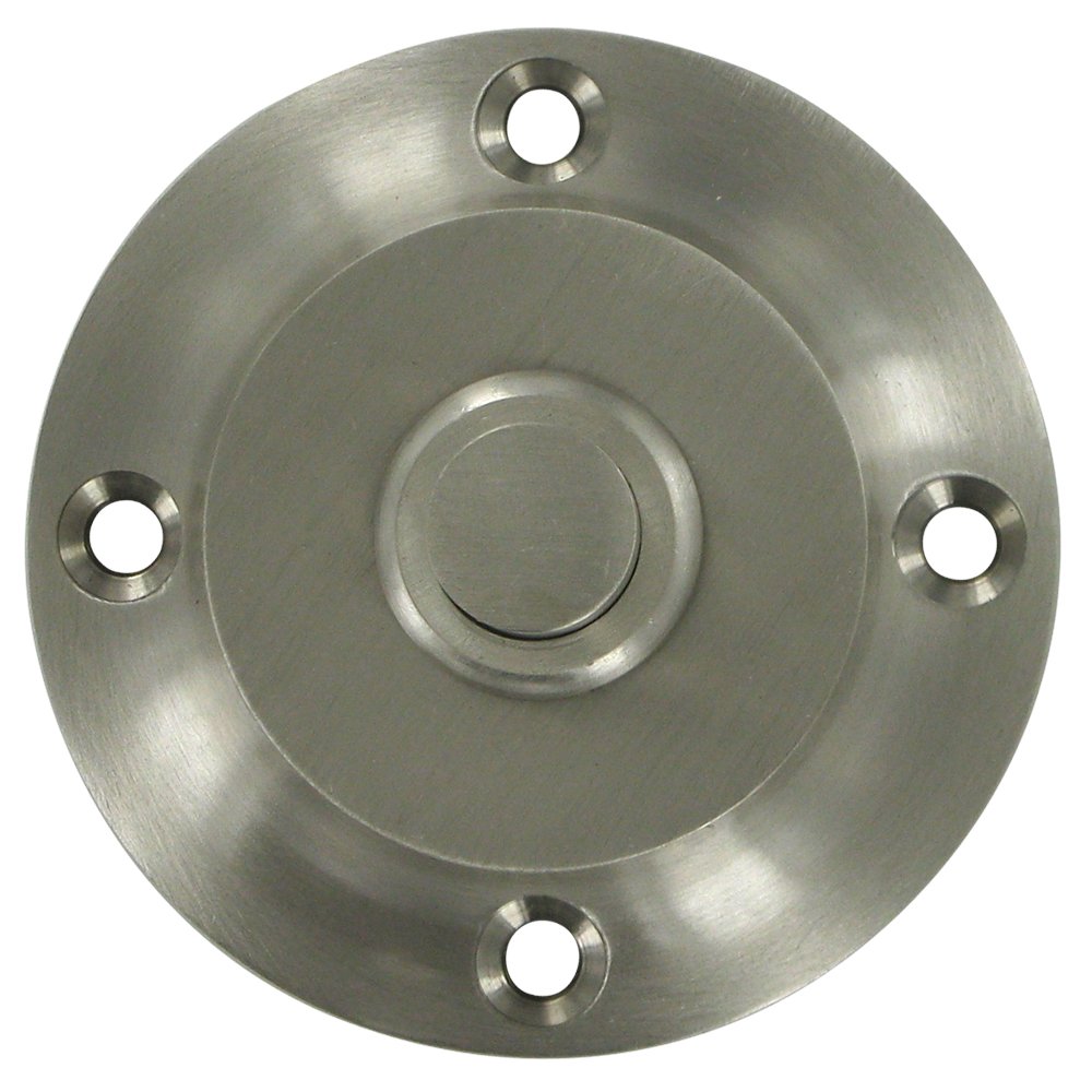 Solid Brass Round Contemporary Bell Button in Brushed Nickel