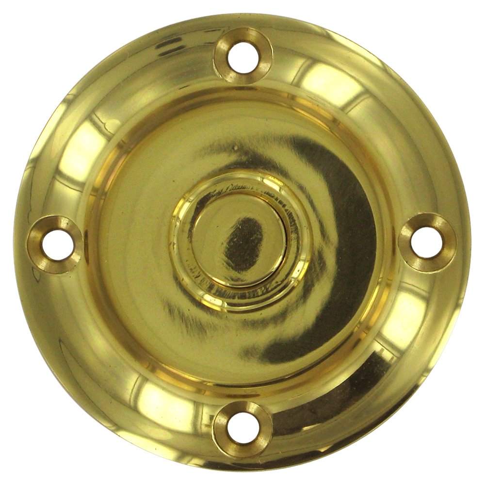 Solid Brass Round Contemporary Bell Button in Polished Brass