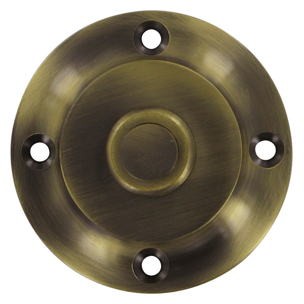 Solid Brass Round Contemporary Bell Button in Antique Brass