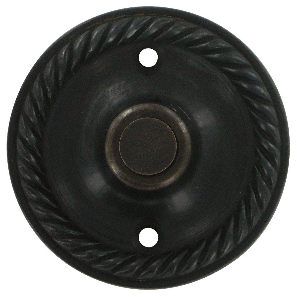 Solid Brass Round Rope Bell Button in Oil Rubbed Bronze