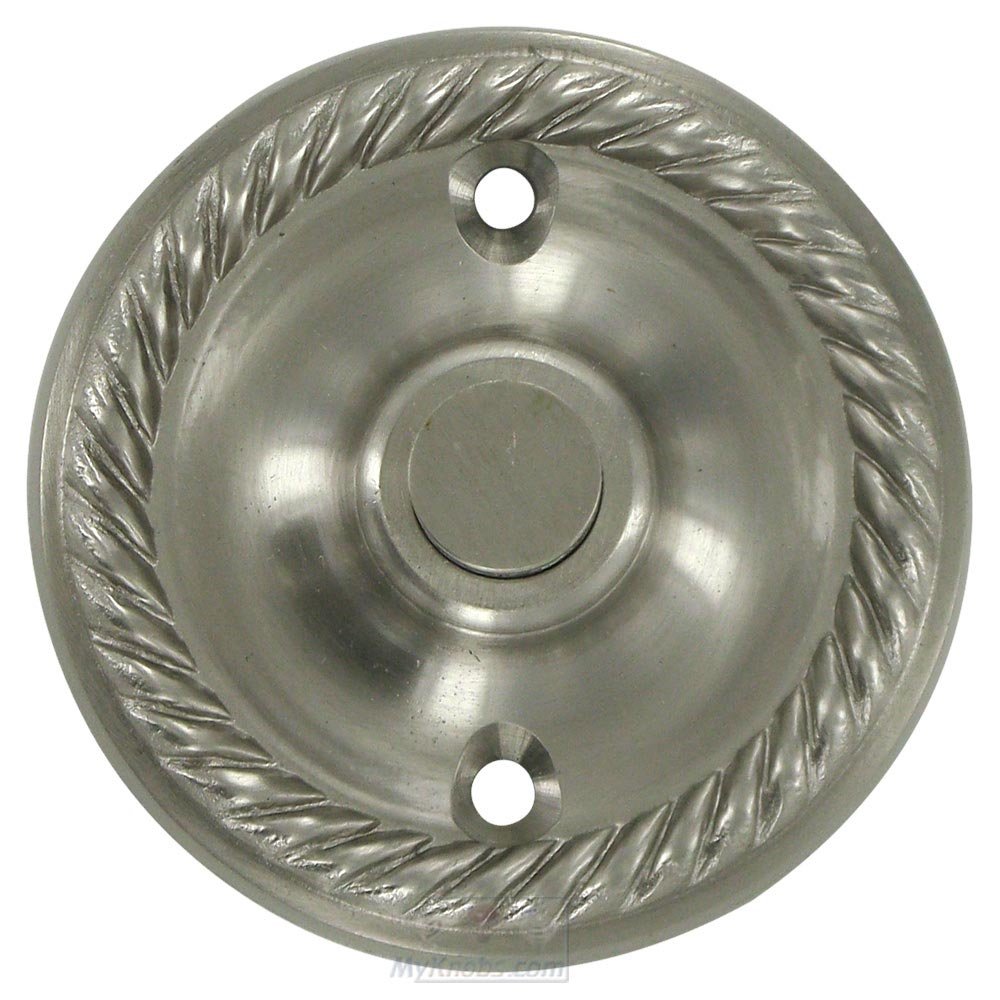 Solid Brass Round Rope Bell Button in Brushed Nickel