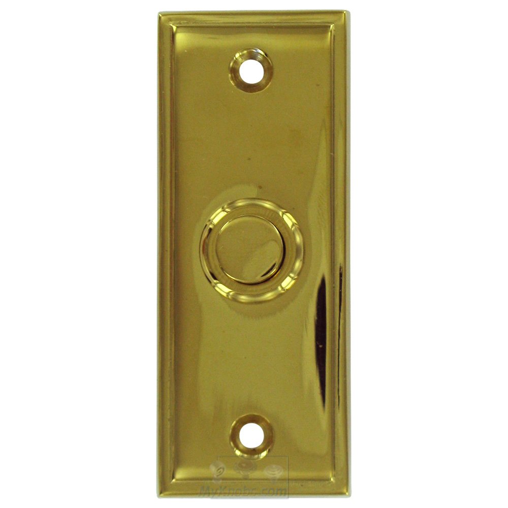 Solid Brass Rectangular Contemporary Bell Button in PVD Brass