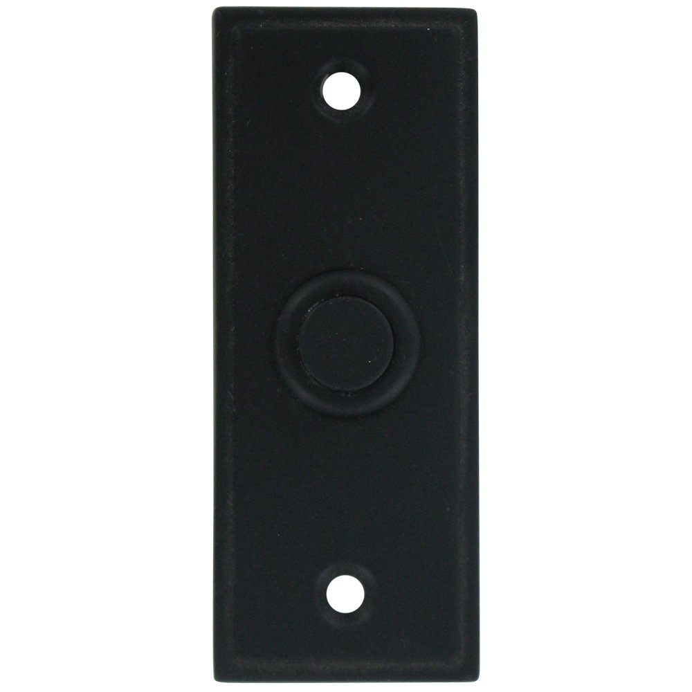 Solid Brass Rectangular Contemporary Bell Button in Paint Black