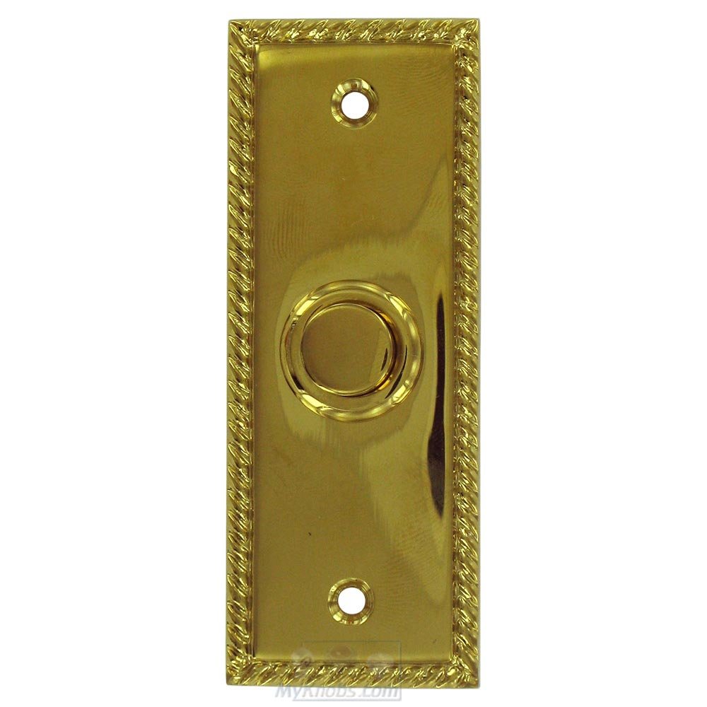 Solid Brass Rectangular Rope Bell Button in PVD Brass