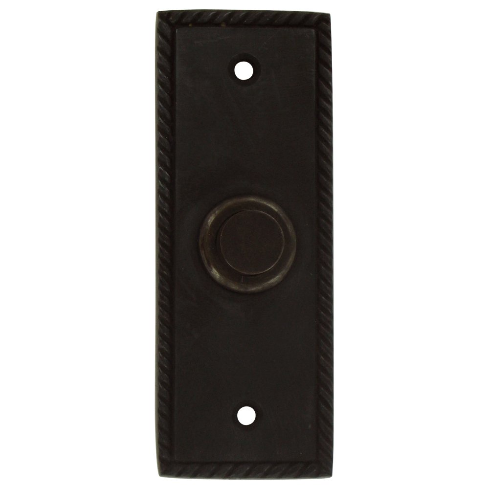 Solid Brass Rectangular Rope Bell Button in Oil Rubbed Bronze