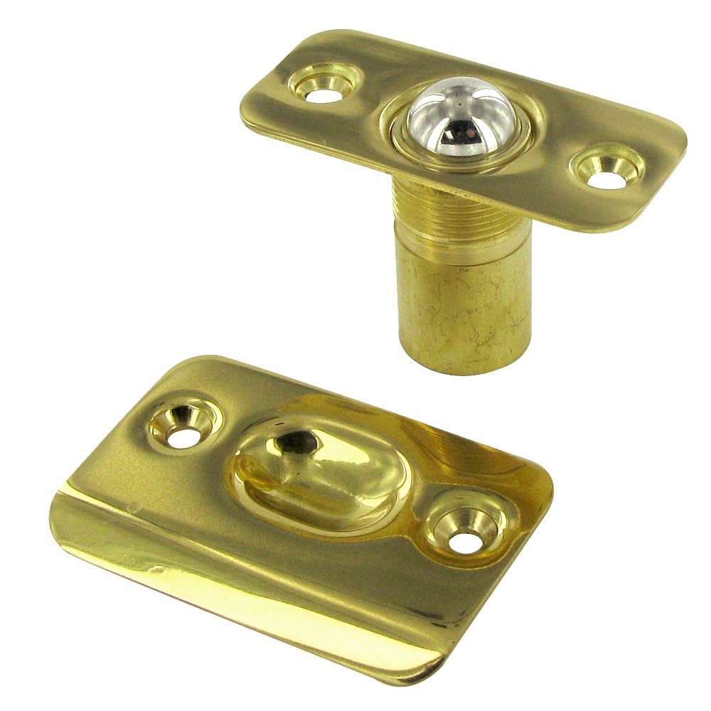 Solid Brass Ball Catch with Round Corners in Polished Brass