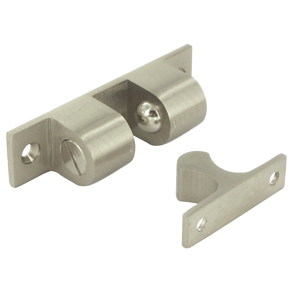 Solid Brass 3" x 0.75" Ball Tension Catch in Brushed Nickel