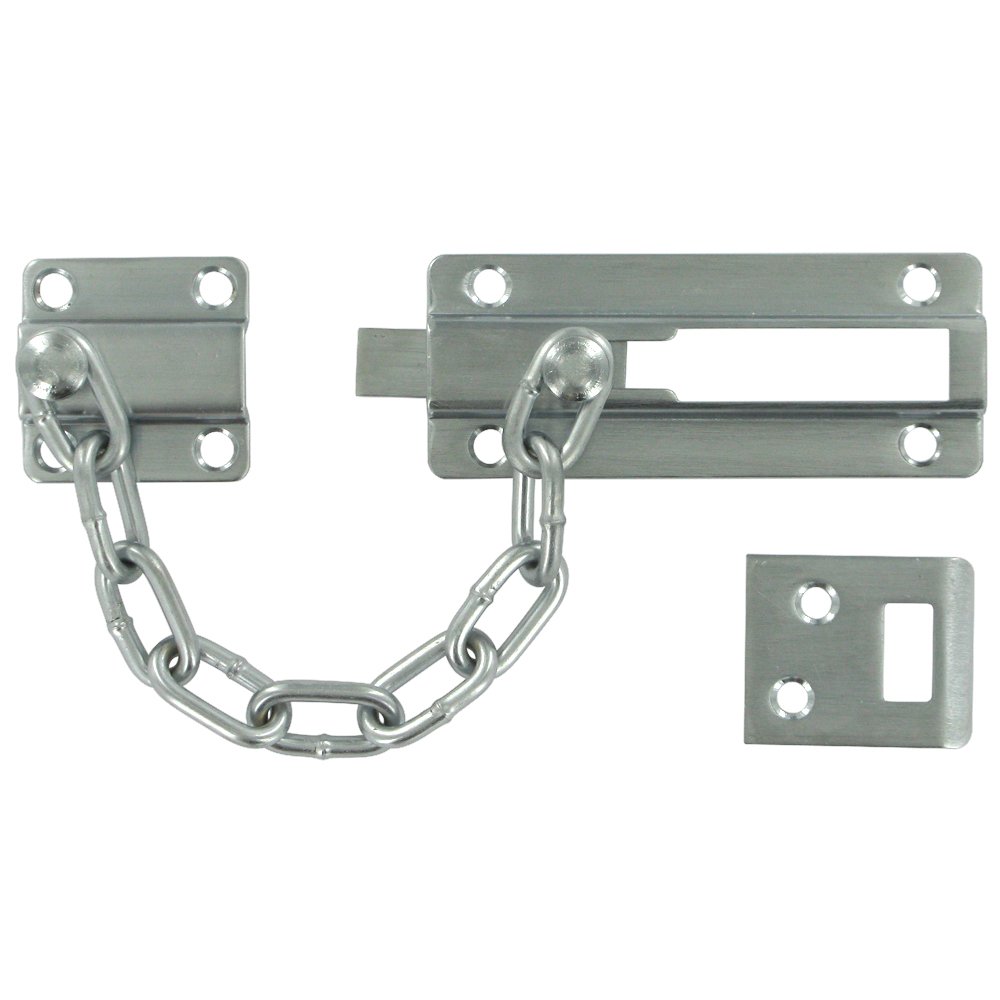 Solid Brass Security Chain/Doorbolt in Brushed Chrome
