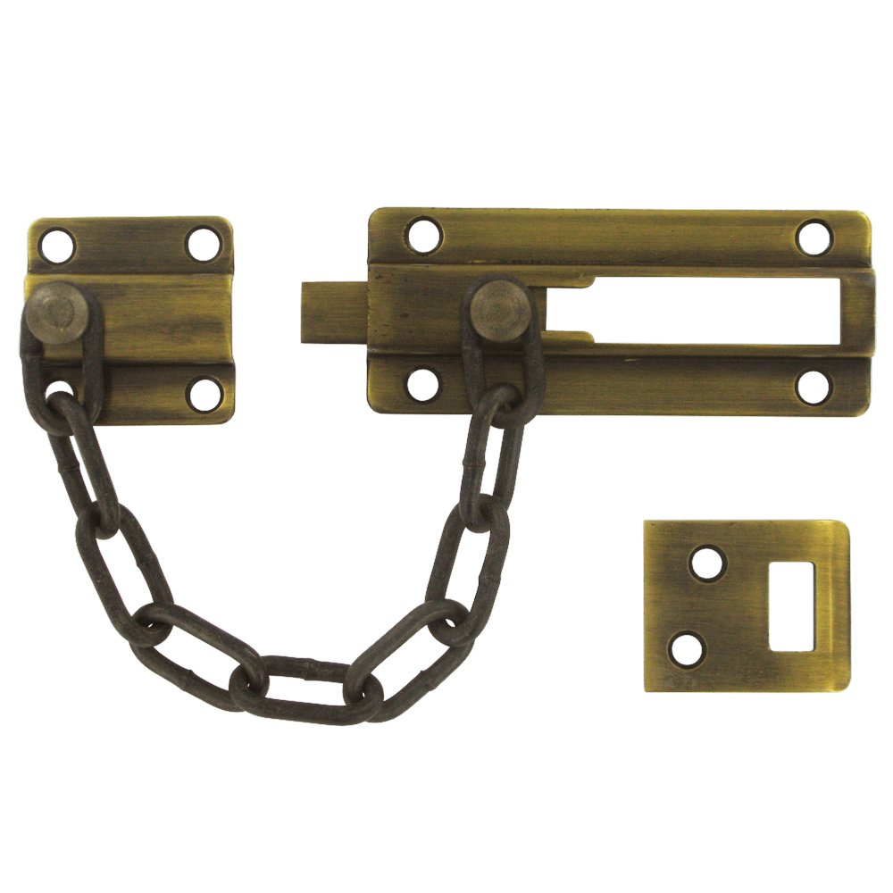 Solid Brass Security Chain/Doorbolt in Antique Brass