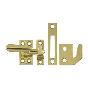 Solid Brass Small Casement Fastener Window Lock in Polished Brass