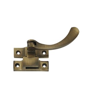Solid Brass 4.5" Reversible Casement Fastener Window Lock in Antique Brass
