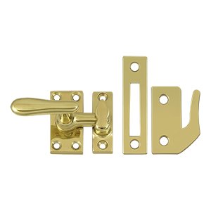 Solid Brass Medium Casement Fastener Window Lock in Polished Brass