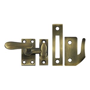 Solid Brass Medium Casement Fastener Window Lock in Antique Brass