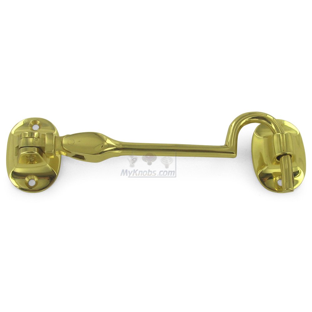 Solid Brass 4" British Style Cabin Hook in Polished Brass