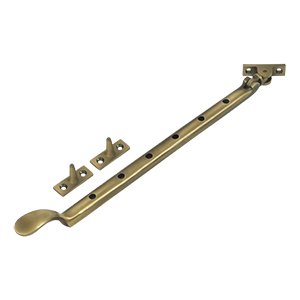 Solid Brass 13" Colonial Casement Stay Adjuster in Antique Brass