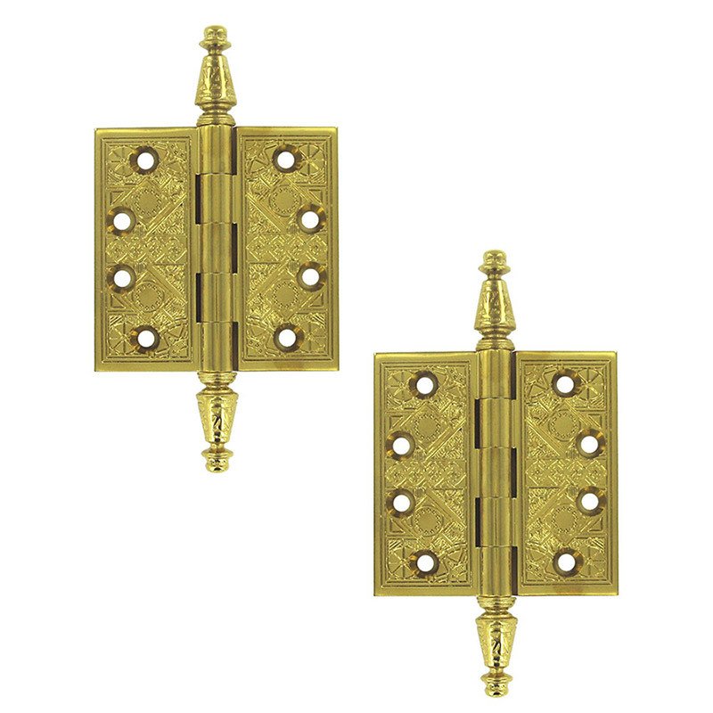 Solid Brass 3 1/2" x 3 1/2" Square Door Hinge (Sold as a Pair) in PVD Brass