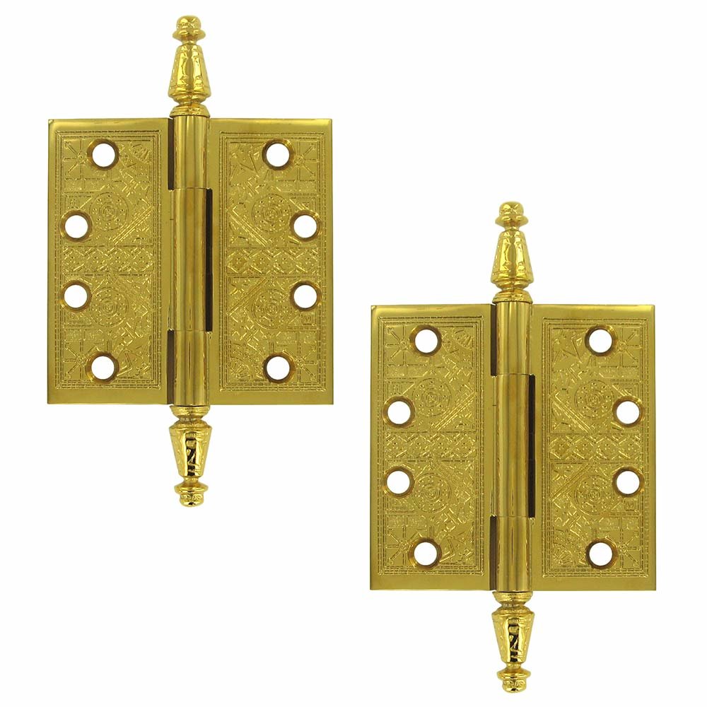 Solid Brass 4" x 4" Square Door Hinge (Sold as a Pair) in PVD Brass