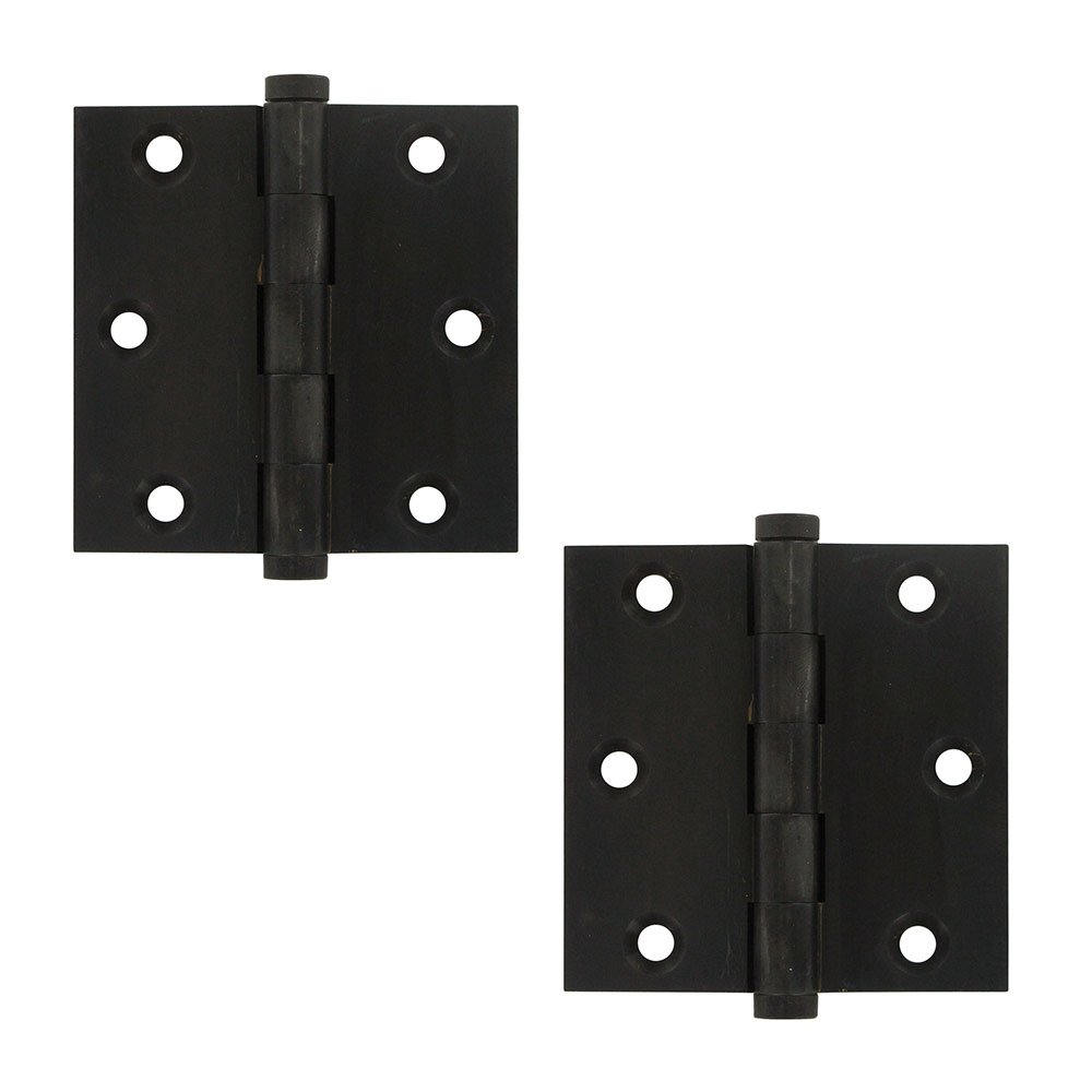 Solid Brass 3" x 3" Standard Square Door Hinge (Sold as a Pair) in Oil Rubbed Bronze