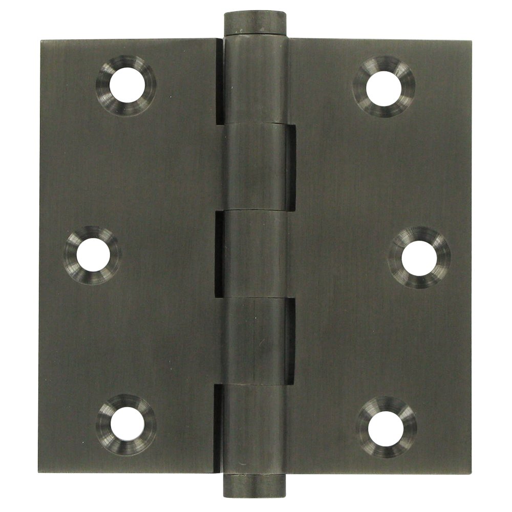Solid Brass 3" x 3" Standard Square Door Hinge (Sold as a Pair) in Antique Nickel