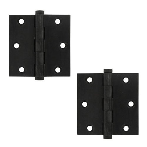 Solid Brass 3" x 3" Standard Square Door Hinge (Sold as a Pair) in Paint Black