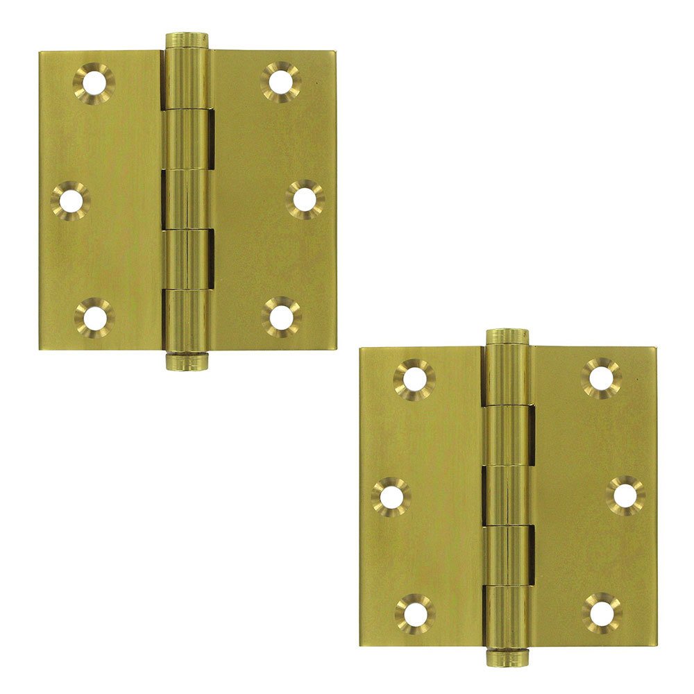 Solid Brass 3" x 3" Standard Square Door Hinge (Sold as a Pair) in Polished Brass