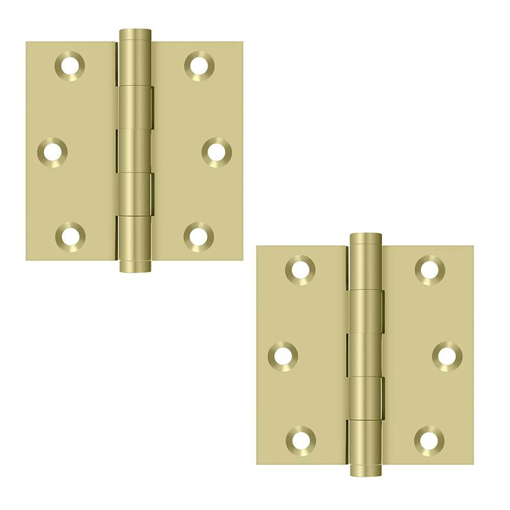 3"x 3" Square Hinge (Sold as Pair) in Unlacquered Brass