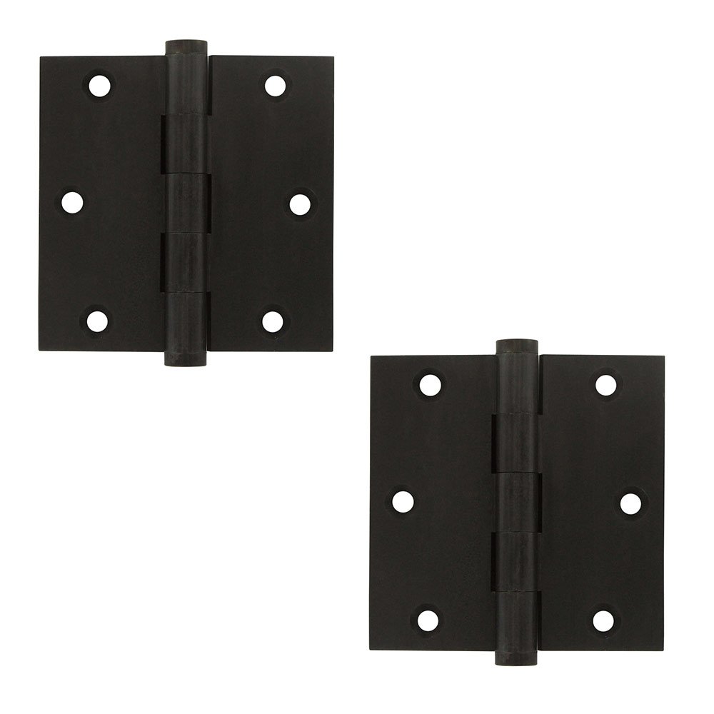 Solid Brass 3 1/2" x 3 1/2" Standard Square Door Hinge (Sold as a Pair) in Oil Rubbed Bronze